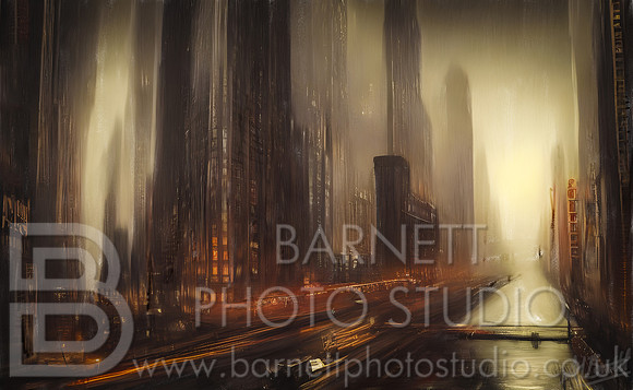 Digital Artwork of Futuristic 1930's Style Chicago
