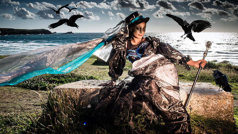 Photoshoot of a witch girl surrounded by Ravens - Barnett Photo Studio