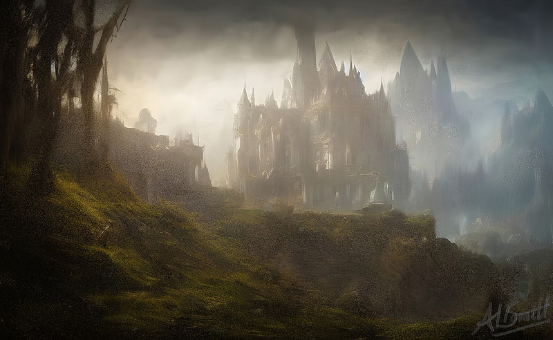 Digital Painting of The House of Usher by Adrian I Barnett