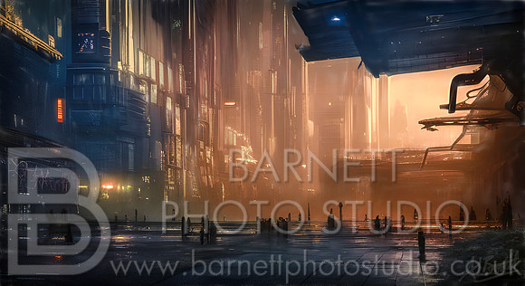 Digital Artwork of futuristic morning city