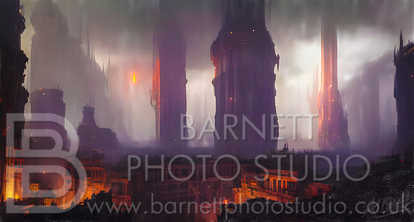 Digital Artwork - Ruined City on Fire