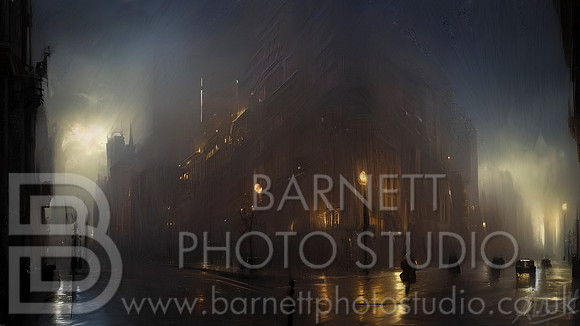 Digital Artwork of Futuristic City after a Storm